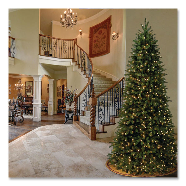 National Tree Company® Pre-Lit Jersey Fraser Fir Slim Tree, 57" x 57" x 108", Green Tree, Green Tree Stand (NTTPEJF130490) Each