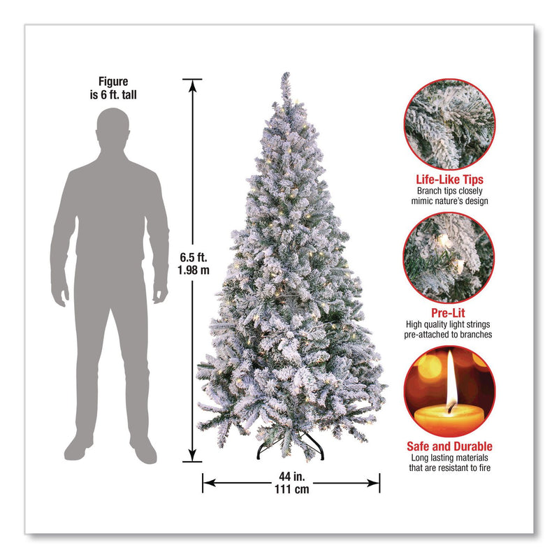 National Tree Company® Pre-Lit Snowy Mixed Pine Tree, 44" x 44" x 78", Green Tree, Green Tree Stand (NTTPEMX230265F) Each