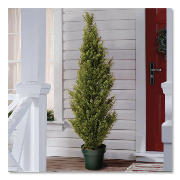 National Tree Company® Cedar Topiary Tree, 13" x 13" x 53", Green Tree, Dark Green Pot (NTTQLMC4531) Each