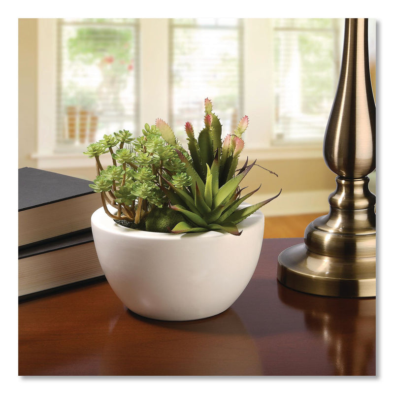 National Tree Company® Spring Potted Plant, 8" x 8" x 8", Green Plant, White Pot (NTTRASXF169W) Each