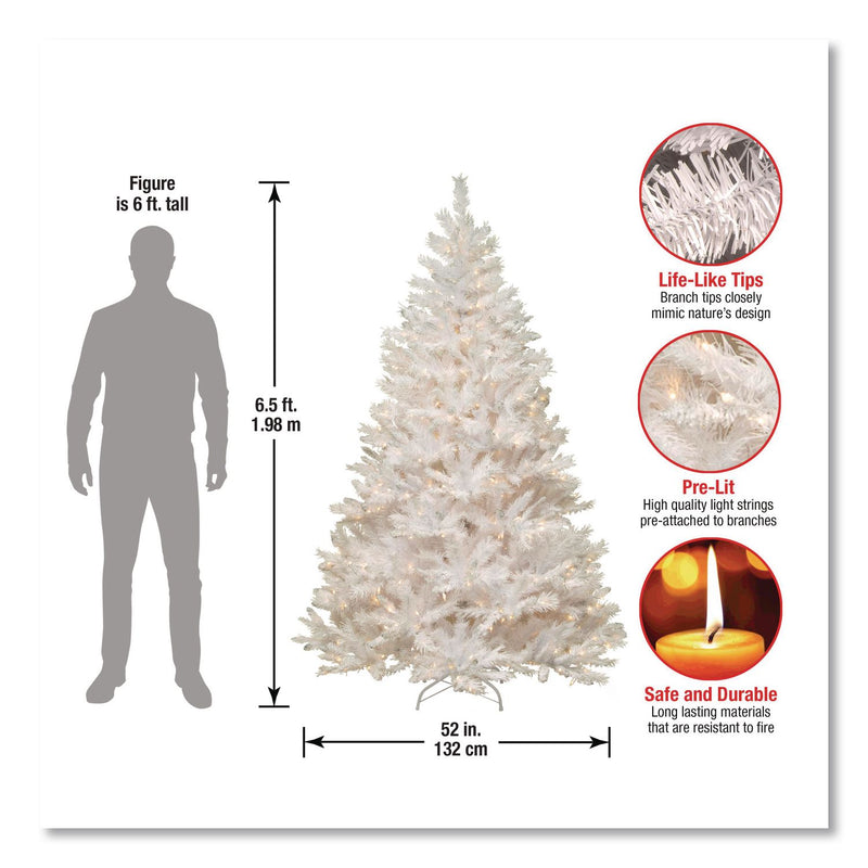 National Tree Company® Pre-Lit Winchester Pine Tree, 52" x 52" x 78", White Tree, White Tree Stand (NTTWCHW730065) Each