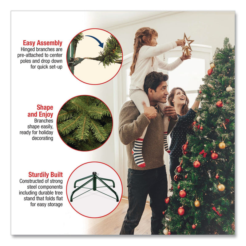 National Tree Company® Pre-Lit Winchester Pine Tree, 52" x 52" x 78", White Tree, White Tree Stand (NTTWCHW730065) Each