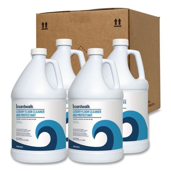 Boardwalk® Luxury Floor Cleaner and Protectant, Lemon Scent, 1 gal Bottle, 4/Carton (BWK4854) Case of 4