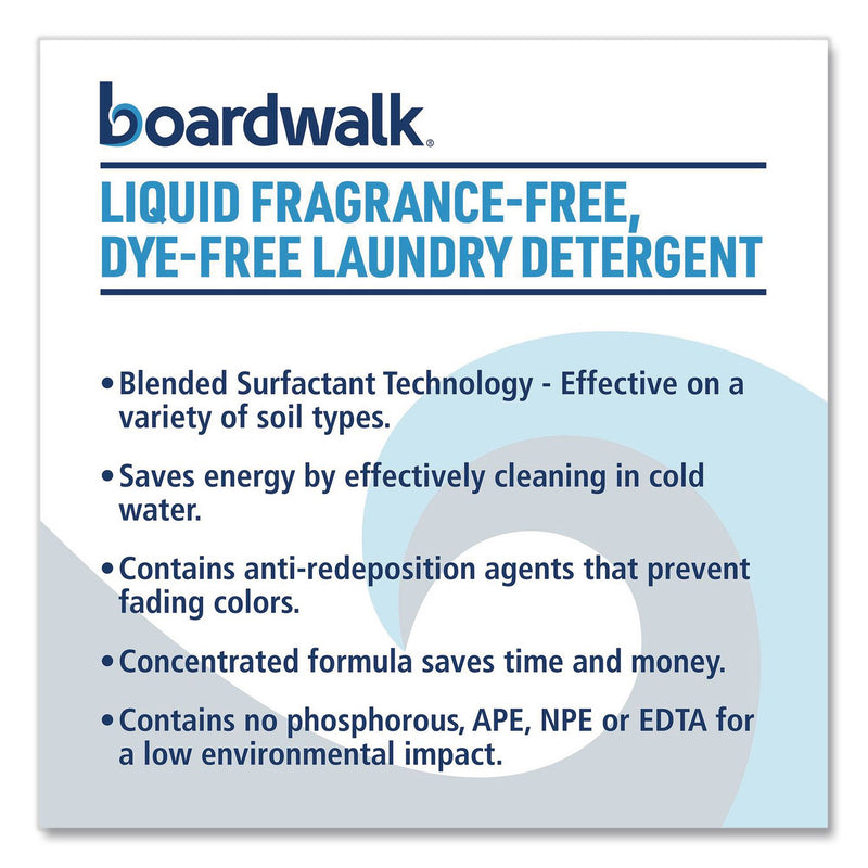 Boardwalk® Liquid Fragrance-Free, Dye-Free Laundry Detergent, Unscented, 1 gal Bottle, 4/Carton (BWK4850) Case of 4