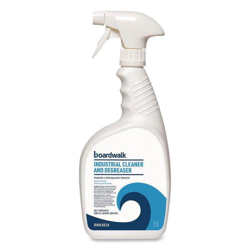 Boardwalk® Industrial Cleaner and Degreaser, Spearmint Scent, 32 oz Bottle, 12/Carton (BWK4834) Case of 12