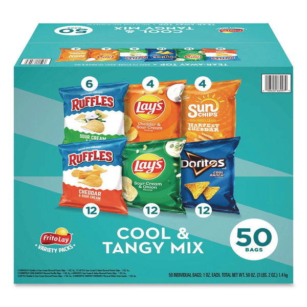 Frito-Lay Cool and Tangy Mix Variety Pack, Assorted Flavors, 1 oz Bags, 50 Bags/Carton (GRR22002669) Case of 50