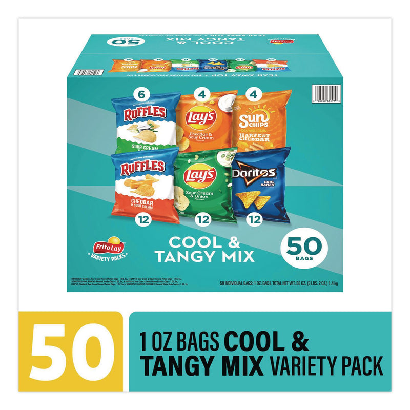 Frito-Lay Cool and Tangy Mix Variety Pack, Assorted Flavors, 1 oz Bags, 50 Bags/Carton (GRR22002669) Case of 50