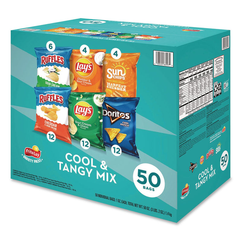 Frito-Lay Cool and Tangy Mix Variety Pack, Assorted Flavors, 1 oz Bags, 50 Bags/Carton (GRR22002669) Case of 50