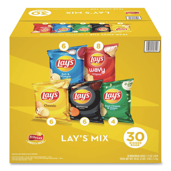 Frito-Lay Potato Chip Variety Mix, Assorted Flavors, 1.5 oz Bag, 30 Bags/Carton (GRR22002672) Case of 30