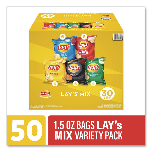 Frito-Lay Potato Chip Variety Mix, Assorted Flavors, 1.5 oz Bag, 30 Bags/Carton (GRR22002672) Case of 30