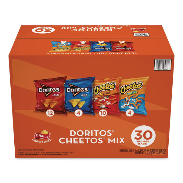 Frito-Lay Doritos and Cheetos Variety Pack, Assorted Flavors, Assorted Sizes, 30 Bags/Carton (GRR22002673) Case of 30
