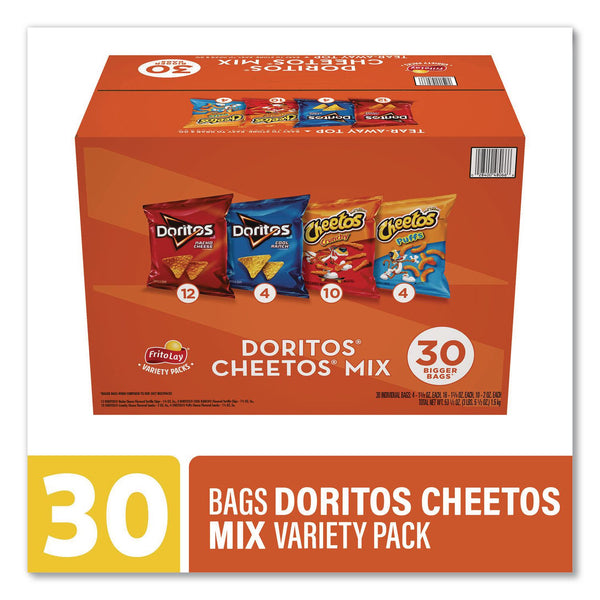 Frito-Lay Doritos and Cheetos Variety Pack, Assorted Flavors, Assorted Sizes, 30 Bags/Carton (GRR22002673) Case of 30