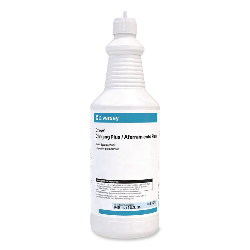 Diversey™ Crew Clinging Plus Toilet Bowl Cleaner, Characteristic Scent, 32 oz Bottle, 12/Carton (DVO9302467) Case of 12