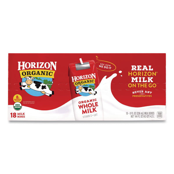 Horizon Organic Shelf-Stable Whole Milk Boxes, 8 oz Box, 18/Carton (GRR22002680) Case of 18