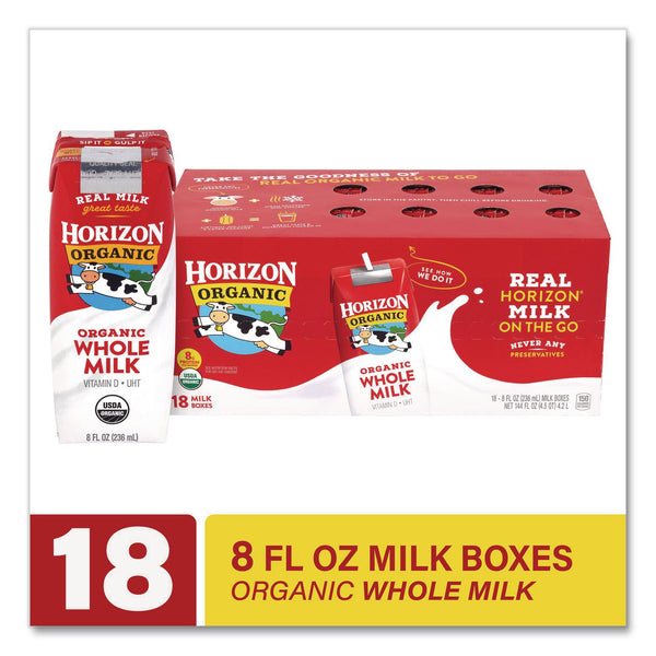 Horizon Organic Shelf-Stable Whole Milk Boxes, 8 oz Box, 18/Carton (GRR22002680) Case of 18