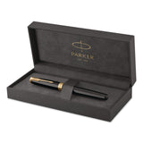 Parker® Sonnet Fountain Pen, with Gift Box, Medium 1 mm, Black Ink, Black/Gold Barrel (PAR1931495) Each
