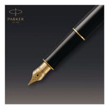 Parker® Sonnet Fountain Pen, with Gift Box, Medium 1 mm, Black Ink, Black/Gold Barrel (PAR1931495) Each