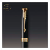Parker® Sonnet Fountain Pen, with Gift Box, Medium 1 mm, Black Ink, Black/Gold Barrel (PAR1931495) Each