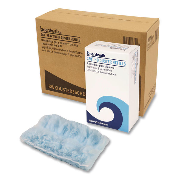 Boardwalk® 360 HD Duster Refills, Soft Fluffy Fibers, Light Blue, 6 Dusters/Box, 4 Boxes/Carton (BWKDUSTER360HD) Case of 24