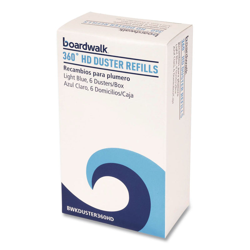 Boardwalk® 360 HD Duster Refills, Soft Fluffy Fibers, Light Blue, 6 Dusters/Box, 4 Boxes/Carton (BWKDUSTER360HD) Case of 24