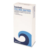 Boardwalk® Steel Wool Soap Pads, 3" x 2.5", Blue, 15 Pads/Box, 12 Boxes/Carton (BWKSTWLPAD) Case of 12