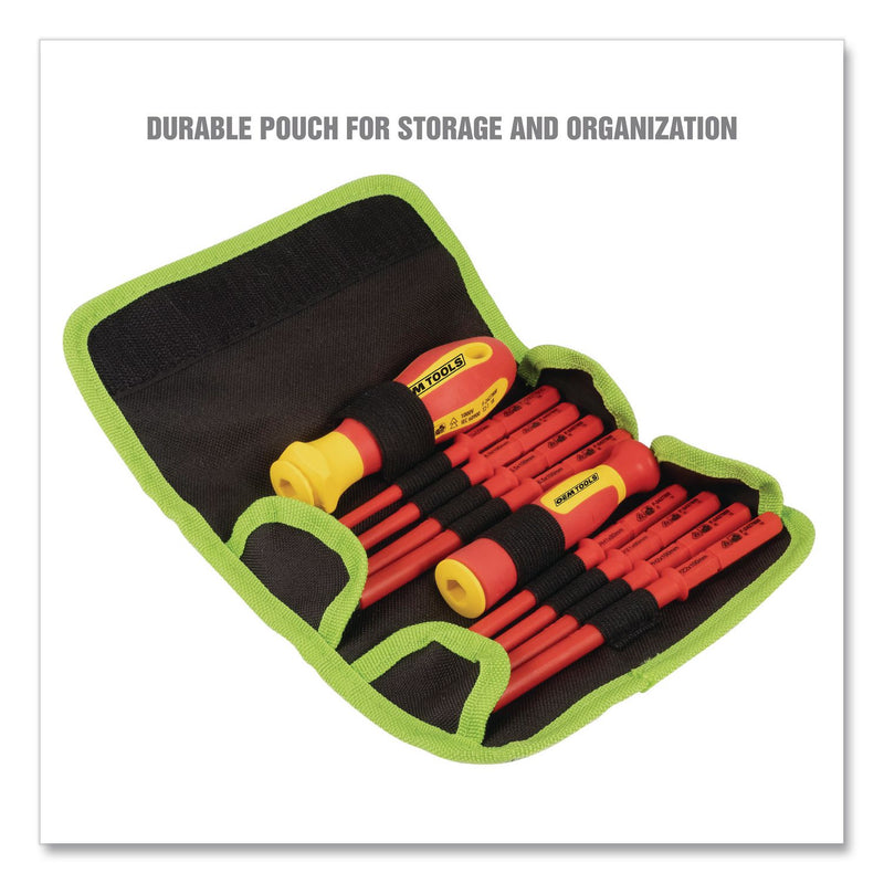 OEMTOOLS® Insulated 10-Piece Interchangeable Bit Screwdriver Set, Metric Phillips and Slotted Blade Bits, Orange/Yellow Handle (GNS22593) 10 ST