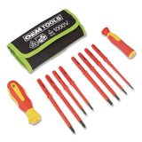 OEMTOOLS® Insulated 10-Piece Interchangeable Bit Screwdriver Set, Metric Phillips and Slotted Blade Bits, Orange/Yellow Handle (GNS22593) 10 ST
