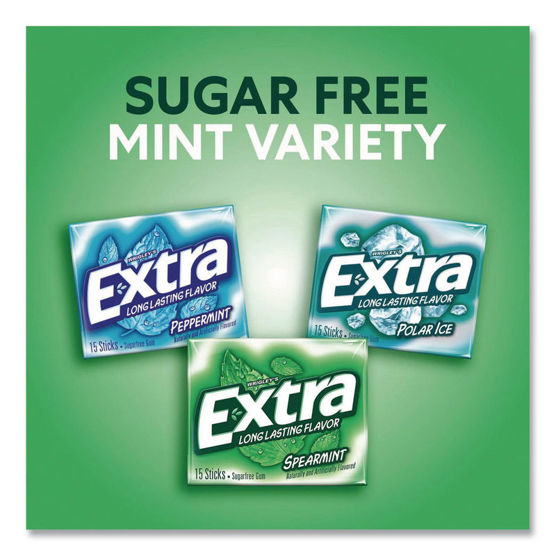 Wrigley's® Extra Mint Variety Sugar-Free Gum, Peppermint/Polar Ice/Spearmint, 15 Sticks/Pack, 18 Packs/Carton (GRR22002643) Case of 18