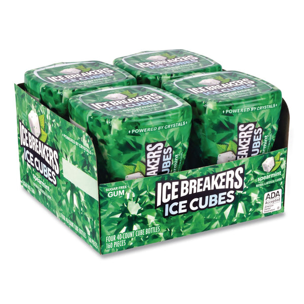 ICE BREAKERS Ice Cubes Spearmint Sugar-Free Gum, Spearmint, 40 Cubes/Bottle, 4 Bottles/Carton (GRR22002651) Case of 4