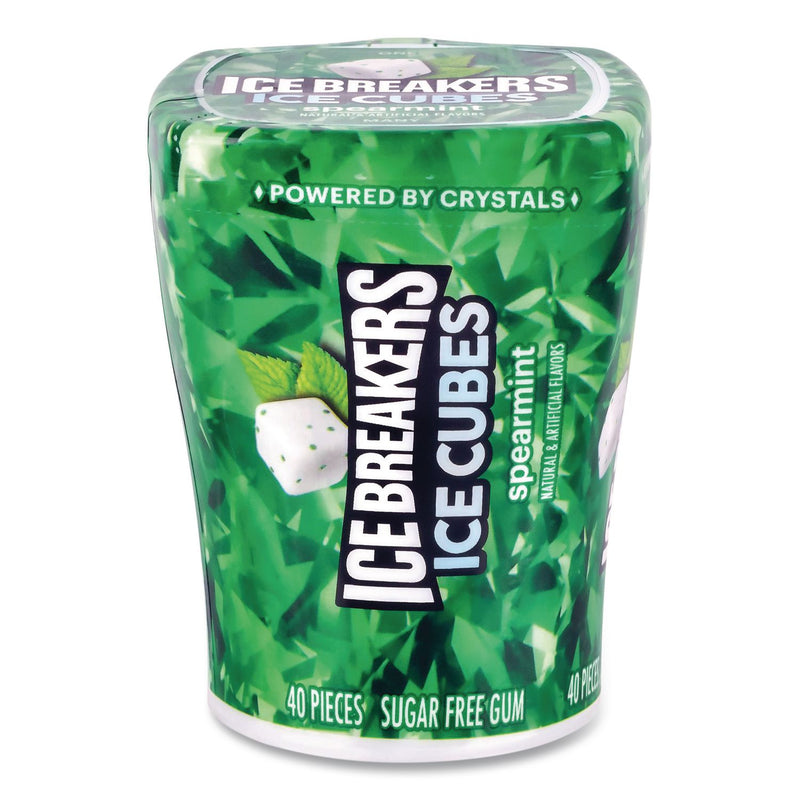 ICE BREAKERS Ice Cubes Spearmint Sugar-Free Gum, Spearmint, 40 Cubes/Bottle, 4 Bottles/Carton (GRR22002651) Case of 4
