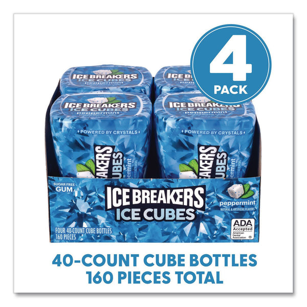 ICE BREAKERS Ice Cubes Peppermint Sugar-Free Gum, Peppermint, 40 Cubes/Bottle, 4 Bottles/Carton (GRR22002645) Case of 4