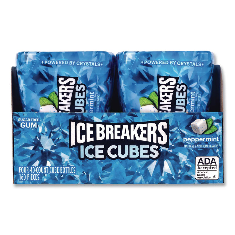 ICE BREAKERS Ice Cubes Peppermint Sugar-Free Gum, Peppermint, 40 Cubes/Bottle, 4 Bottles/Carton (GRR22002645) Case of 4