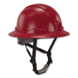ergodyne® Skullerz 8963 Full Brim Class E Safety Helmet, 6-Point Rachet Suspension, Full Brim, Red (EGO60544) Each