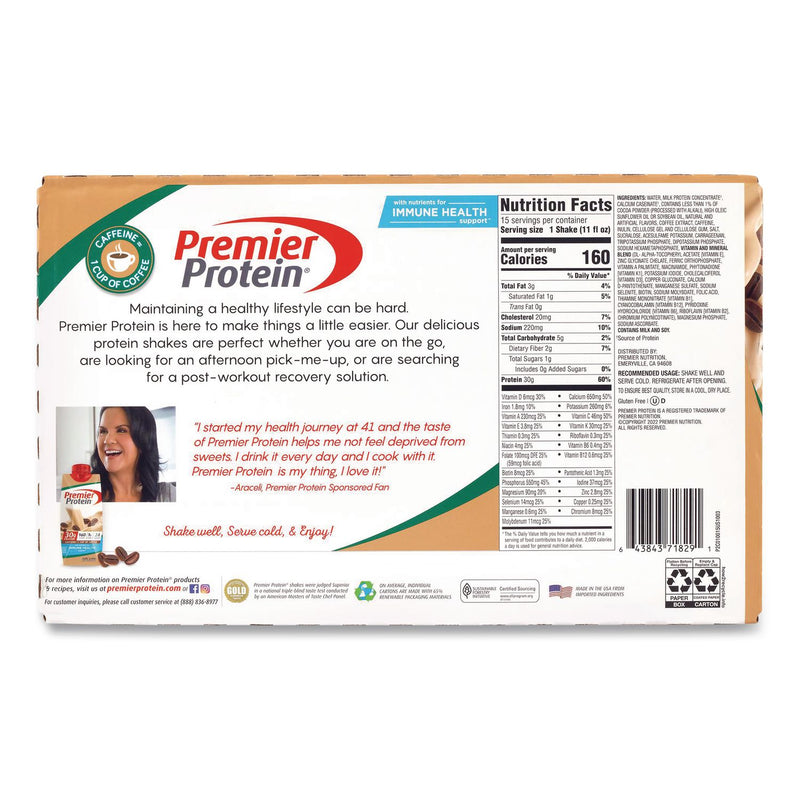 Premier Protein® Cafe Latte Shake, 11 oz Bottle, 15/Carton (GRR22002615) Case of 15