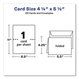 Avery® Quarter-Fold Greeting Cards with Matching Envelopes, 80 lb, 5.5 x 4.25, Matte White, 1 Card/Sheet, 20 Sheets/Pack (AVE3266) Pack of 20