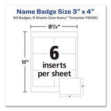 Avery® Clip-Style Name Badge Kit, Clear, 3 x 4 Insert, 50 Badges/Box, 5 Boxes/Carton (AVE74536) Case of 5