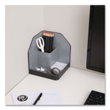 Advantus Fusion Plastic Corner Desktop Supplies Organizer, 2 Compartments, 6.67 x 7.4 x 6.67, Gray/Black, Plastic (AVT38338) Each
