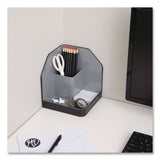 Advantus Fusion Plastic Corner Desktop Supplies Organizer, 2 Compartments, 6.67 x 7.4 x 6.67, Gray/Black, Plastic (AVT38338) Each