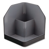 Advantus Fusion Plastic Corner Desktop Supplies Organizer, 2 Compartments, 6.67 x 7.4 x 6.67, Gray/Black, Plastic (AVT38338) Each