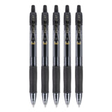 Pilot® G2 Premium Gel Pen, Retractable, Fine 0.7 mm, Black Ink, Smoke/Black Barrel, 5/Pack (PIL31078) Pack of 5