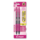 Pilot® G2 Premium Breast Cancer Awareness Gel Pen, Retractable, Fine 0.7 mm, Pink Ink, Smoke/Pink Barrel, 2/Pack (PIL31312) Pack of 2