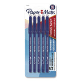 Paper Mate® Eraser Mate Ballpoint Pen, Stick, Medium 1 mm, Blue Ink, Blue Barrel, 5/Pack (PAP3153558PP) Pack of 5