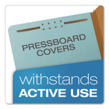 Pendaflex® Pressboard Top Tab Classification Folders, 2/5-Cut Tab, Expands 3.5", 3 Dividers, 8 Fasteners, Legal Size, Blue, 10/Box (PFX29094) Box of 10