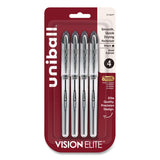 uniball® VISION ELITE Rollerball Pen, Stick, Bold 0.8 mm, Black Ink, White/Black/Clear Barrel, 4/Pack (UBC67180) Pack of 4
