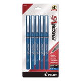 Pilot® Precise V5 Rollerball Pen, Stick, Extra-Fine 0.5 mm, Blue Ink, Blue/Clear Barrel, 5/Pack (PIL26011) Pack of 5