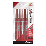 Pilot® Precise V5 Rollerball Pen, Stick, Extra-Fine 0.5 mm, Red Ink, Red/Clear Barrel, 5/Pack (PIL26012) Pack of 5