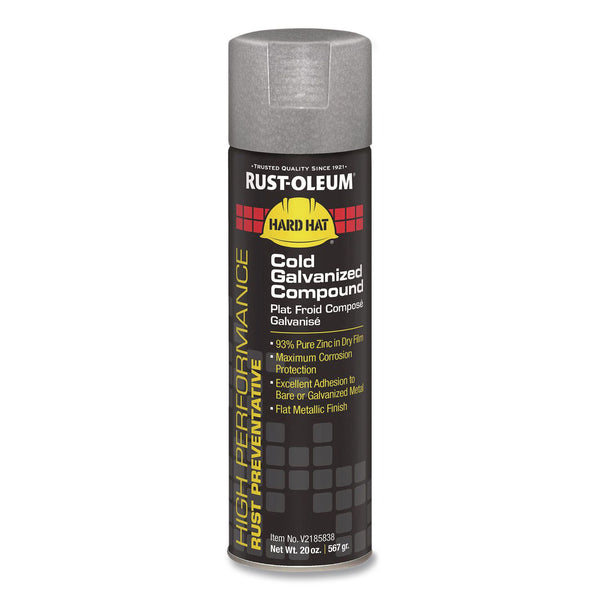 Rust-Oleum® Hard Hat High Performance V2100 System Rust Preventive Cold Galvanizing Compound, Flat Gray, 20 oz Aerosol Can, 6/Carton (RSTV2185838CT) Case of 6