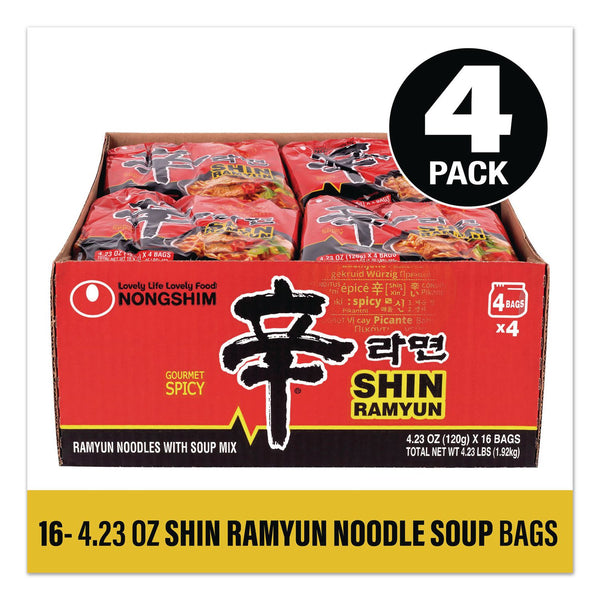 NONGSHIM® Gourmet Spicy Ramyun Noodle Soup, Spicy Chicken, 4.23 oz Packet, 16/Carton (GRR22002654) Case of 16