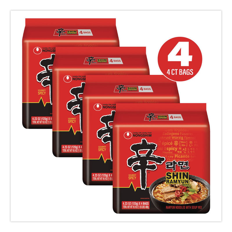NONGSHIM® Gourmet Spicy Ramyun Noodle Soup, Spicy Chicken, 4.23 oz Packet, 16/Carton (GRR22002654) Case of 16