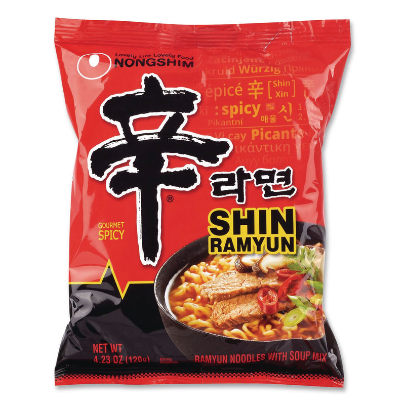 NONGSHIM® Gourmet Spicy Ramyun Noodle Soup, Spicy Chicken, 4.23 oz Packet, 16/Carton (GRR22002654) Case of 16